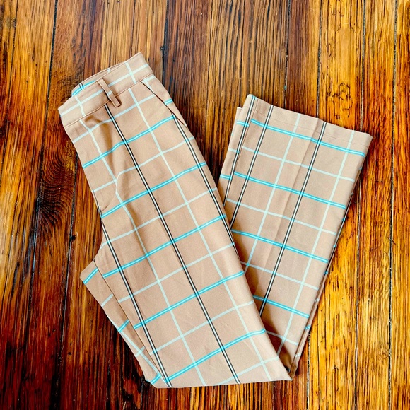 Urban Outfitters plaid wide leg high rise pant brown Sz 8 - Picture 9 of 9